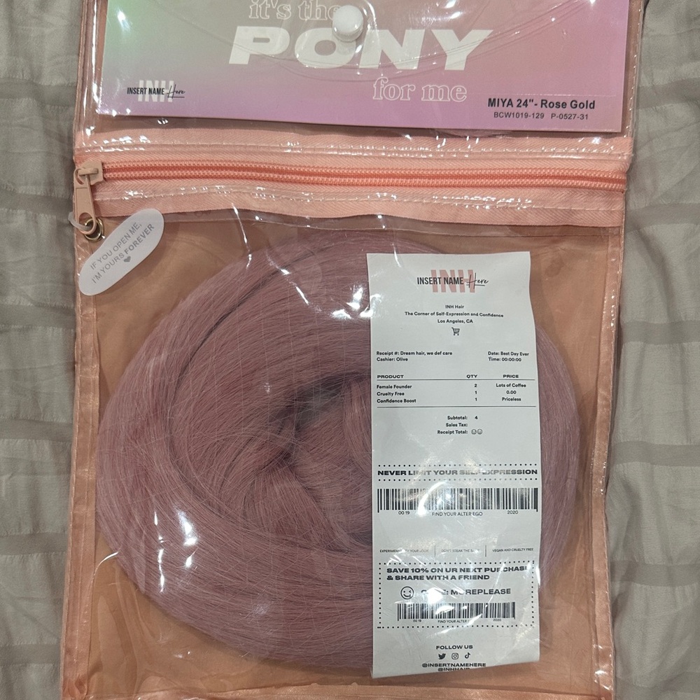 Insert Name Here MIYA 24" Rose Gold Ponytail Extension SEALED/brand new
